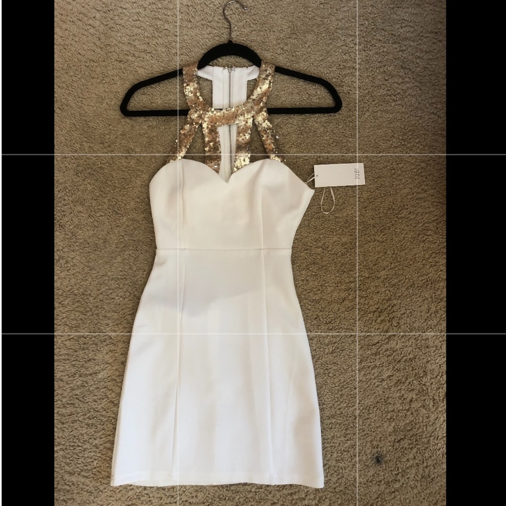 White Dress with Gold Straps